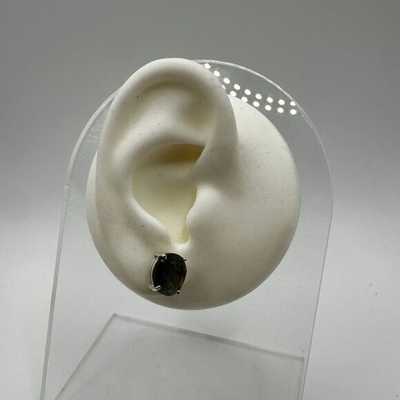 NWOT 8x10mm faceted labradorite stud earrings in sterling silver! - Picture 10 of 13